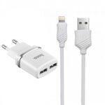СЗУ HOCO C12 Smart dual USB 2.4A+lighting cable white