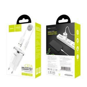 СЗУ HOCO C37A Thunder power single port charger Set lightning (EU)white