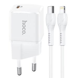 СЗУ HOCO N10 Starter single port PD20W charger set(Type-C to iP)(EU) white