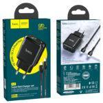 СЗУ HOCO N5 Favor dual port PD20W+QC3.0 charger set(Type-C TO Lightning)(EU) black