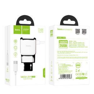 СЗУ HOCO C59A Mega joy Double port Type-C white