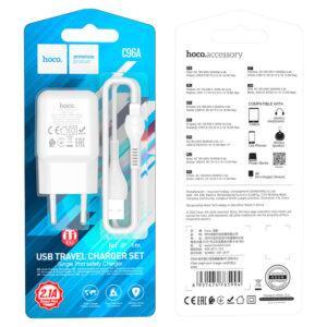 СЗУ HOCO C96A single port charger set 2.1A (Type-C)(EU) white