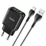 СЗУ HOCO N6 Charmer dual port QC3.0 charger set(Type-C)(EU) black