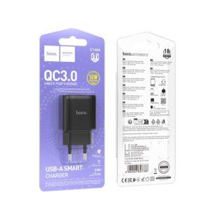СЗУ HOCO C140A Smart single port QC3.0 charger set(Type-C) black
