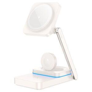 Беспроводное ЗУ CQ10 Consuelo folding 3-in-1 wireless fast charger milky white