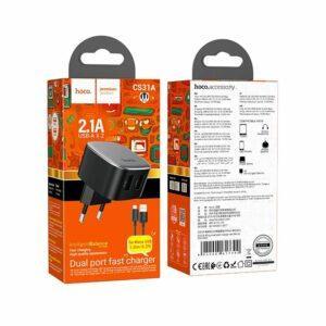 СЗУ HOCO CS31A Wing dual-port charger set(iP) black