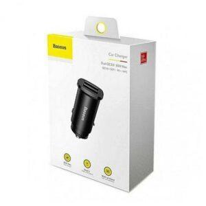 АЗУ Baseus Square metal A+A 30W Dual QC3.0 Quick Car Charger Black