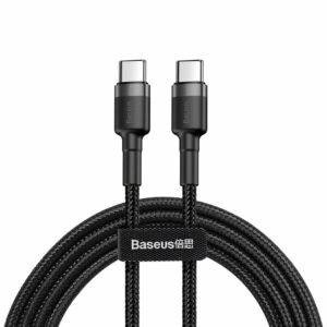 Кабель Baseus Cafule Type-C to Type-C PD2.0 60W flash charging data line (20V 3A) 1m Gray+Black