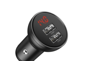 АЗУ Baseus Digital Display Dual USB 4.8A Car Charger 24W Grey