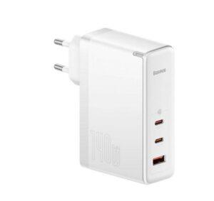 СЗУ Baseus GaN5 Pro Fast Charger 2C+U 140W EU White (With Cable Type-C to Type-C 240W 1m White)