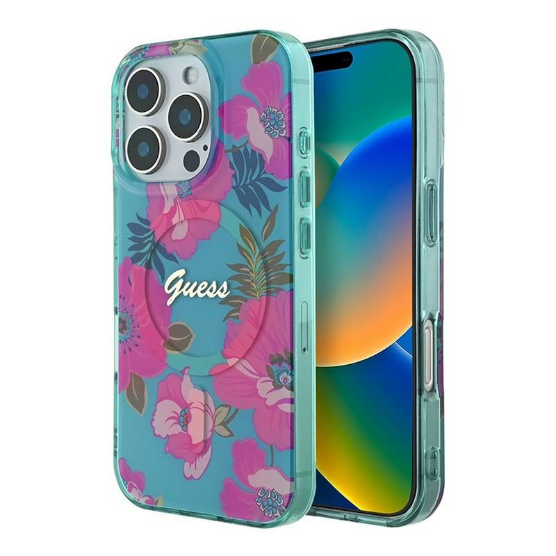Guess для iPhone 16 Pro чехол PC/TPU Flowers Invisible Ring Hard Pink (MagSafe) Guess для iPhone 16 Pro чехол PC/TPU Flowers Invisible Ring Hard Pink (MagSafe)