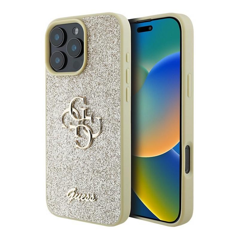 Guess для iPhone 16 Pro чехол Fixed Glitters 4G Big metal logo Hard Gold Guess для iPhone 16 Pro чехол Fixed Glitters 4G Big metal logo Hard Gold