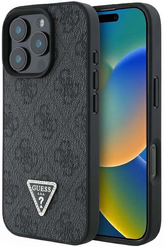 Guess для iPhone 16 Pro Max чехол Crossbody PU 4G Triangle Diamond logo Hard + Universal Strap Black Guess для iPhone 16 Pro Max чехол Crossbody PU 4G Triangle Diamond logo Hard + Universal Strap Black