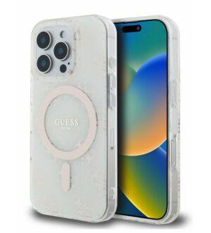 Guess для iPhone 16 Pro чехол Transparent/Silver (MagSafe)