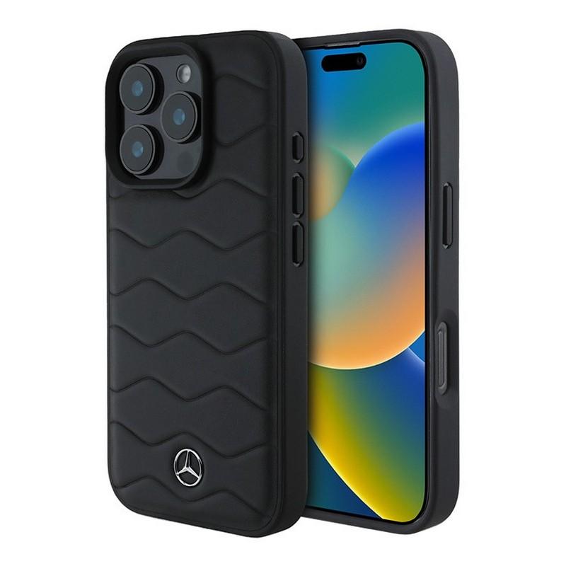 Mercedes для iPhone 16 Pro Max чехол Leather Waves Metal logo Hard Black Mercedes для iPhone 16 Pro Max чехол Leather Waves Metal logo Hard Black
