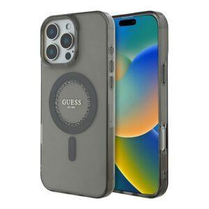 Guess для iPhone 16 Pro чехол PC/TPU Diamond Rhinestone Circle Hard Black (MagSafe)